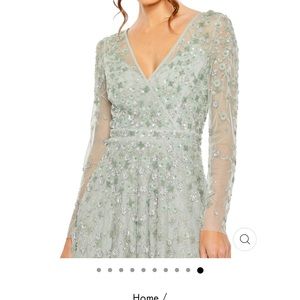 Gorgeous MacDuggal mesh sleeve gown in a beautiful spring sage green.  NWT